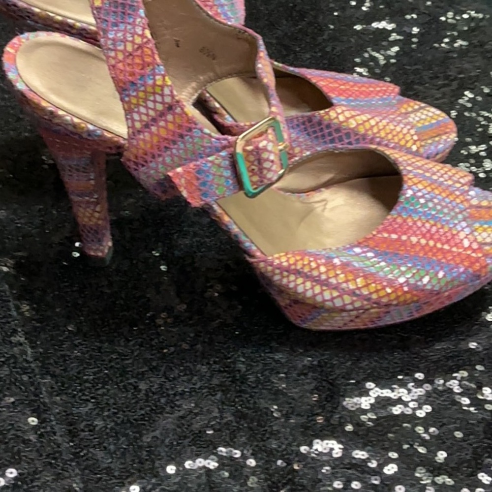 Vaneli Colorful Snakeskin Heels